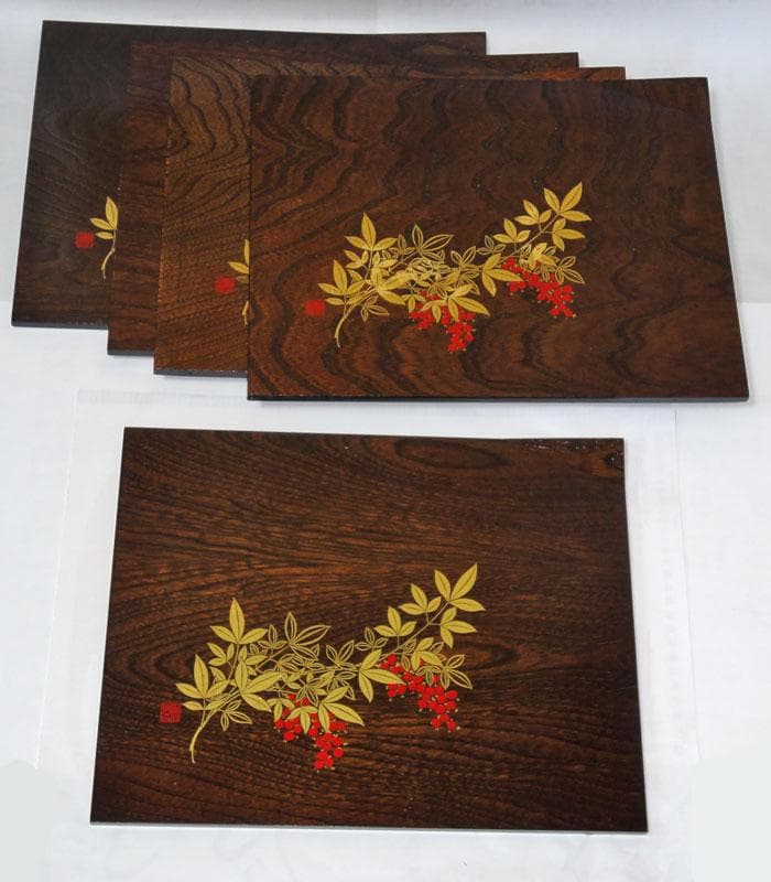 木製　塗りの会席膳　隅折卓上膳 金粉散らし ランチョンマット　5枚