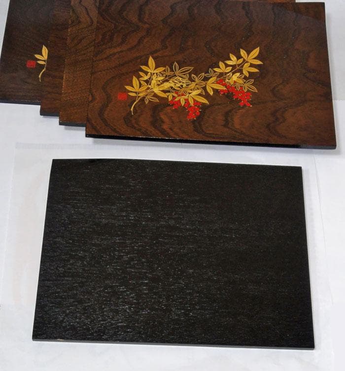 木製　塗りの会席膳　隅折卓上膳 金粉散らし ランチョンマット　5枚