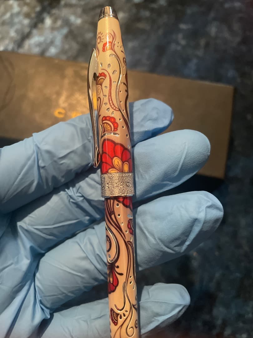 CROSS 花柄ボールペン 専用ボックス、説明書付き！美品！安い新品‼️