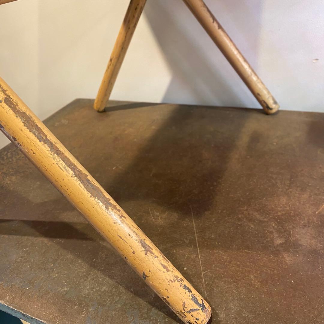 座面がキャンバス地のフォールディングチェア 折りたたみ椅子 アンティーク