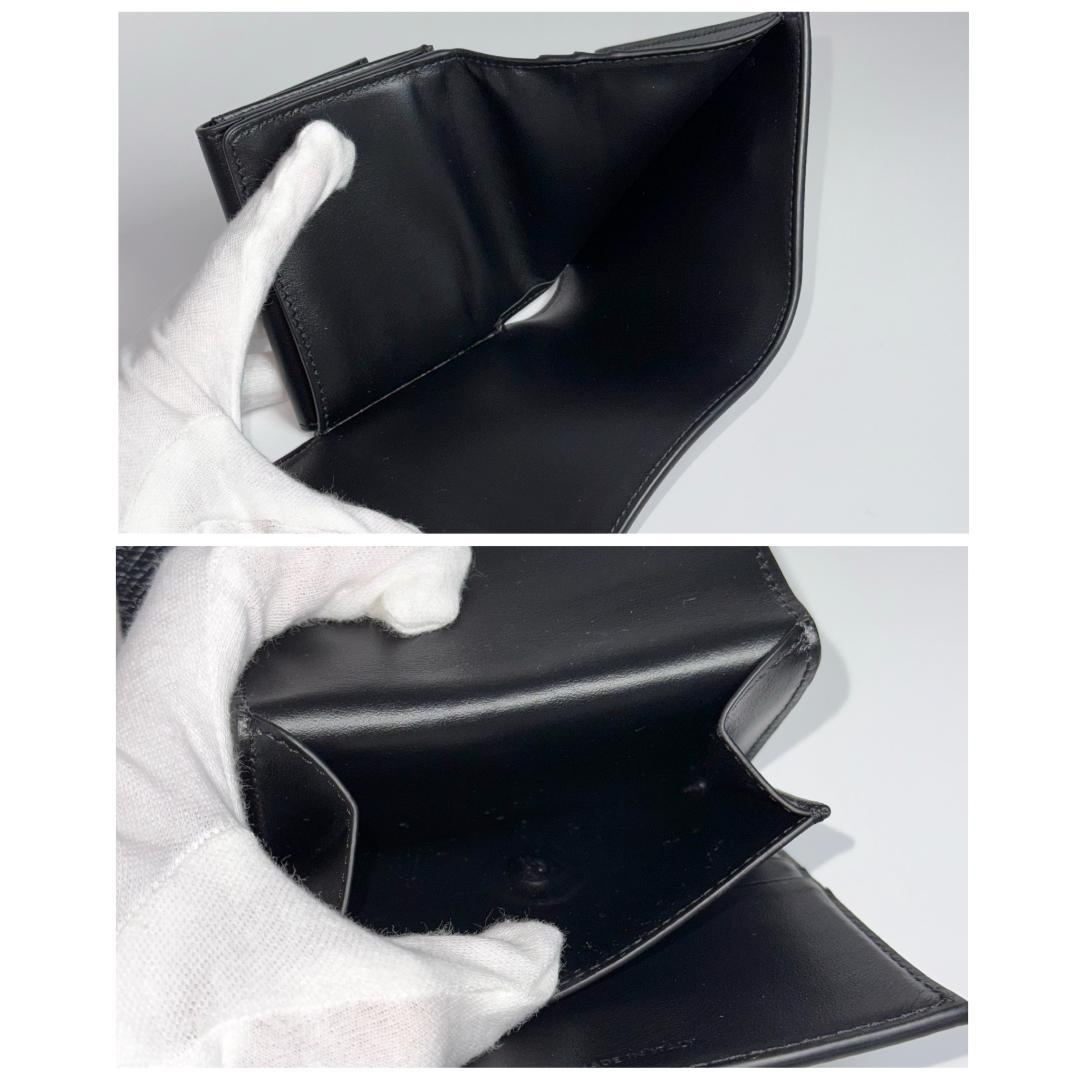 美品 セリーヌ スモール トリフォールド ウォレット レザー 三つ折り ブラック