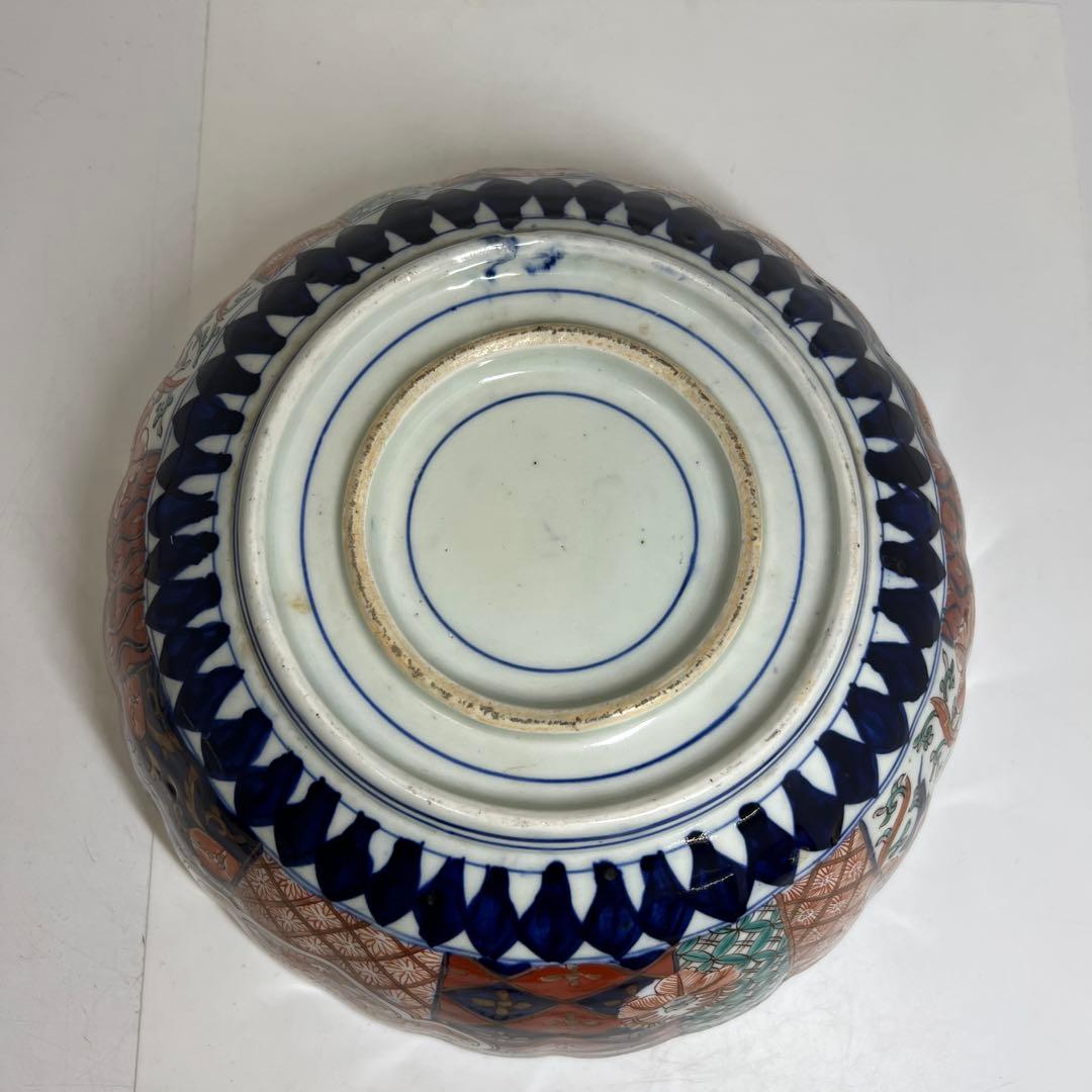 専用　古伊万里　染錦　菊割大鉢　幅約30.7㎝　タサオ　東さ8-0119①