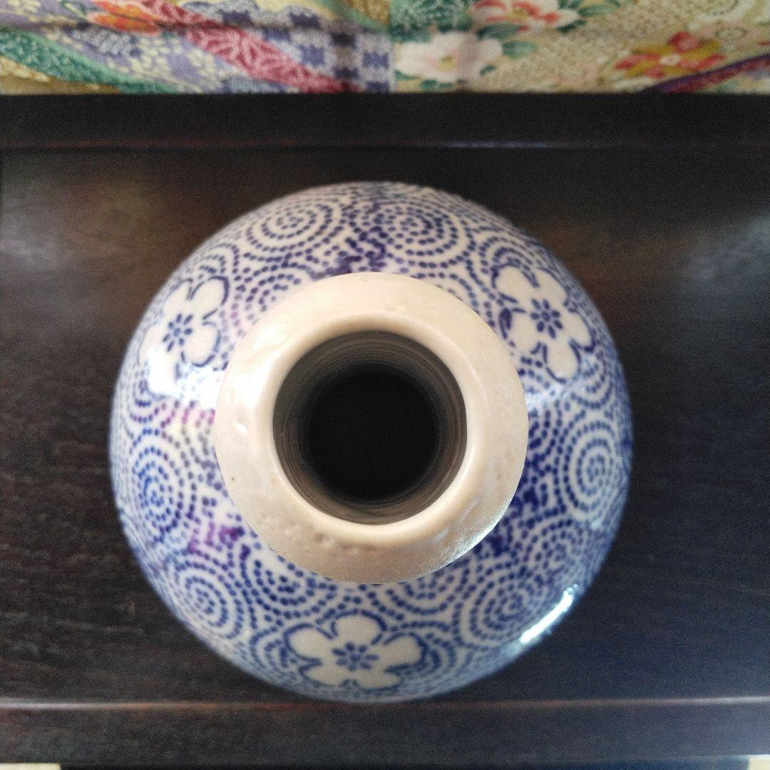 NO381 会津本郷焼　徳利　印版　花紋唐草　明治時代