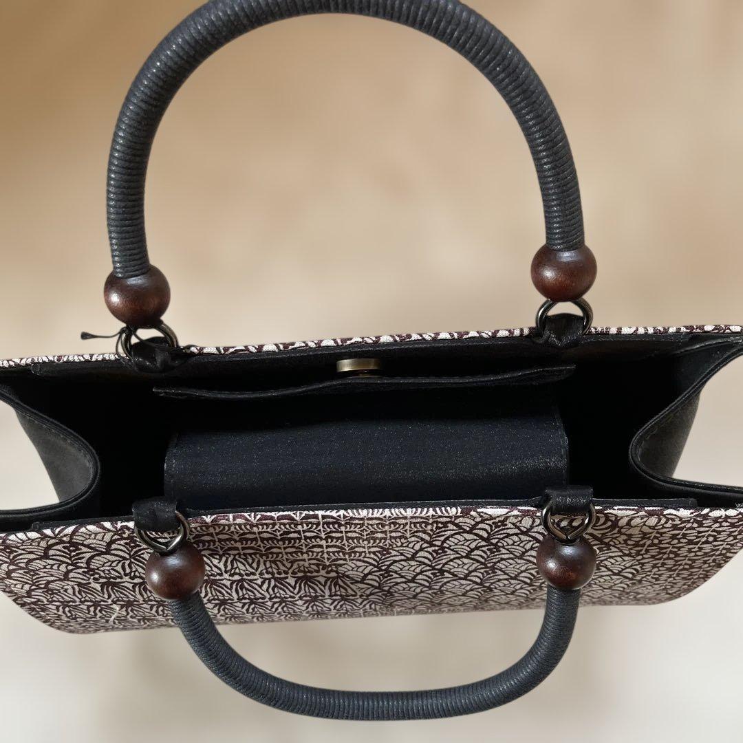 京都SHOZAN謹製 正絹和装バッグ未使用品 切り嵌め小紋柄