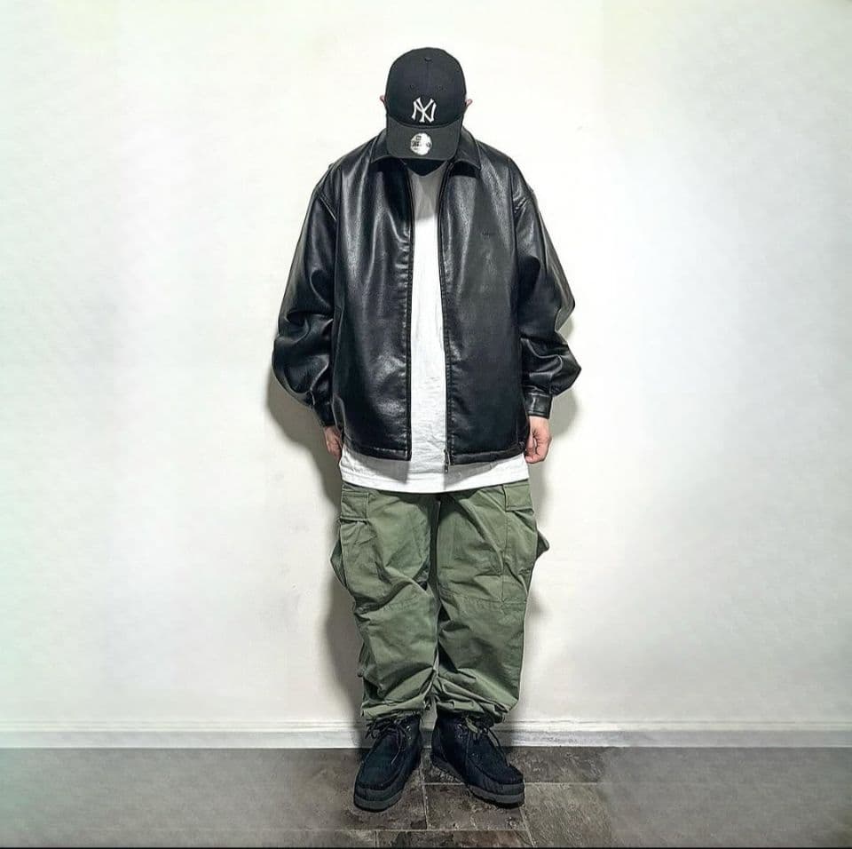 美品　NAUTICA　フェイクレザー　中綿　ブルゾン　ジャケット　XL