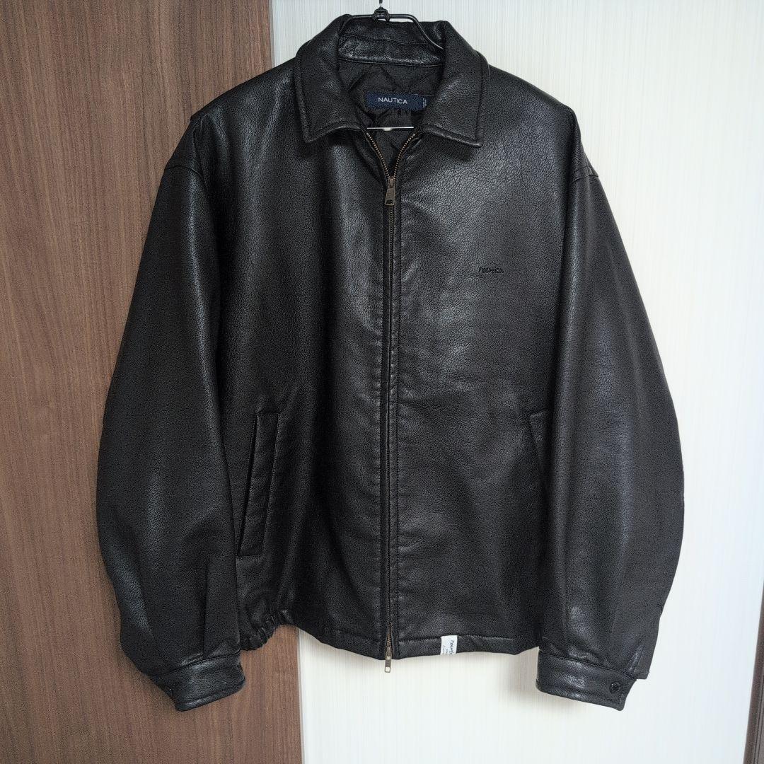 美品　NAUTICA　フェイクレザー　中綿　ブルゾン　ジャケット　XL