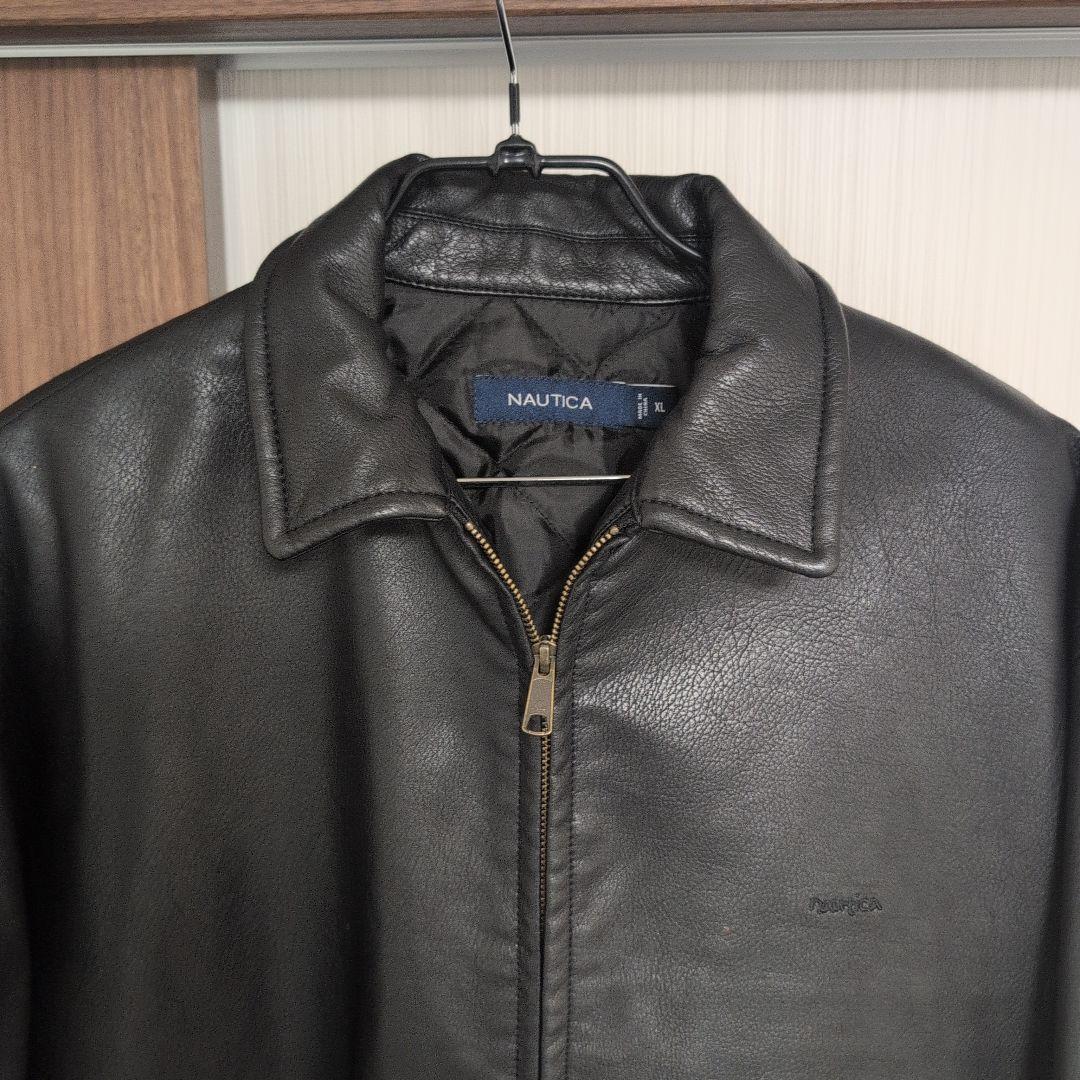美品　NAUTICA　フェイクレザー　中綿　ブルゾン　ジャケット　XL