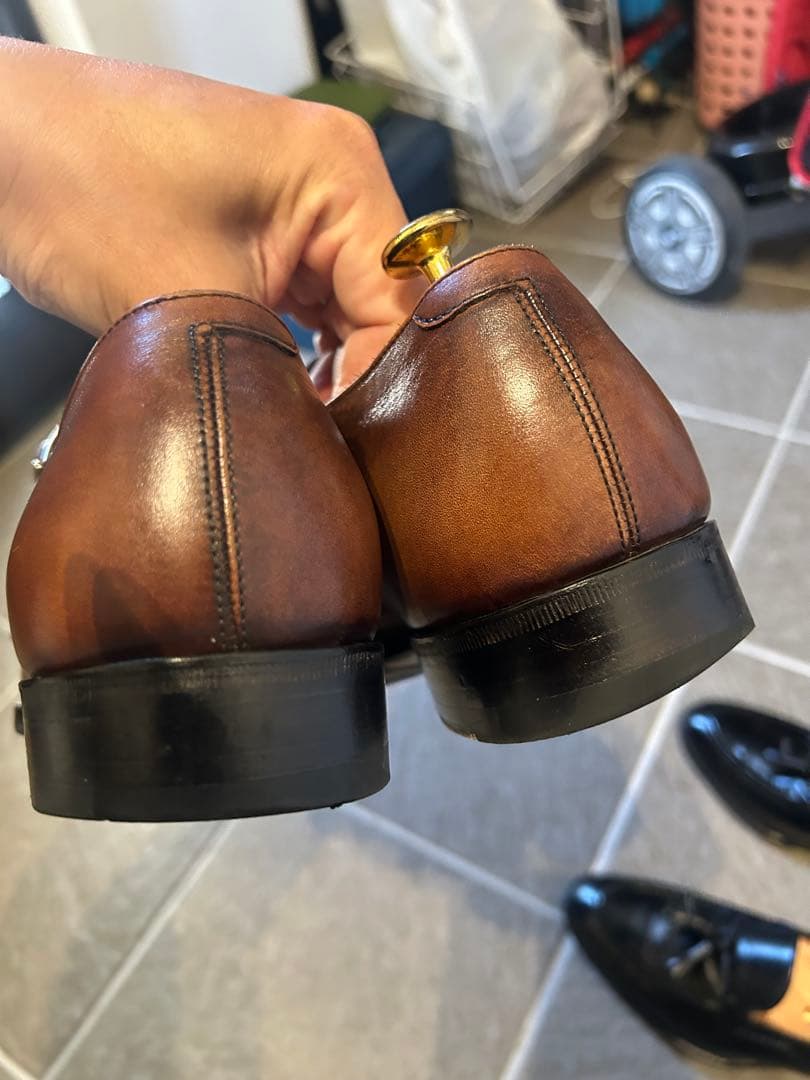 美品　三陽山長　源四郎　ブラウン ダブルモンクストラップ