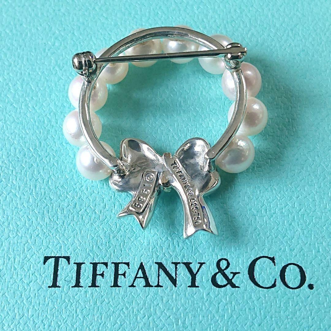 ほぼ未使用◎ティファニー 18金 コンビ・真珠 リボンブローチ No.18833