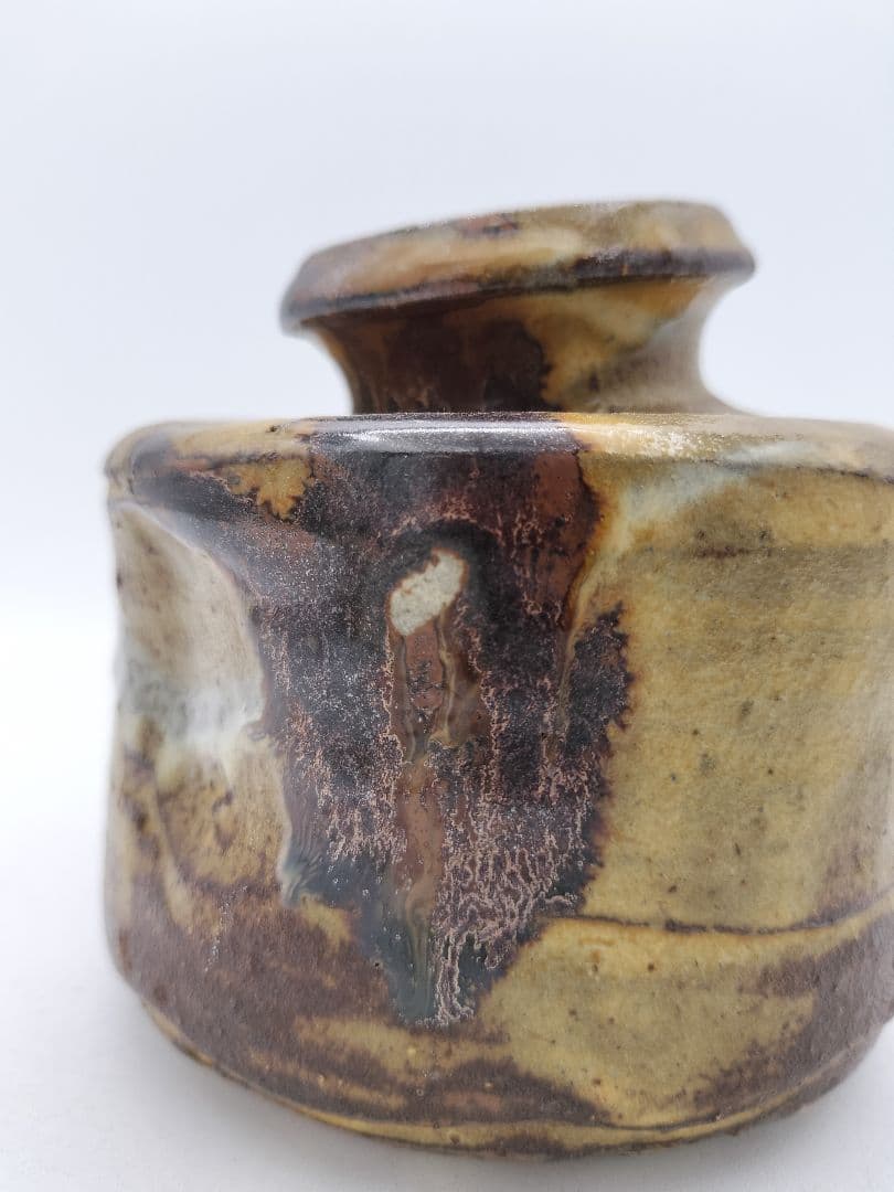 c485 【未使用】掛花入 上野焼 うずくまる 堀内宗完 箱書 木箱 茶道具