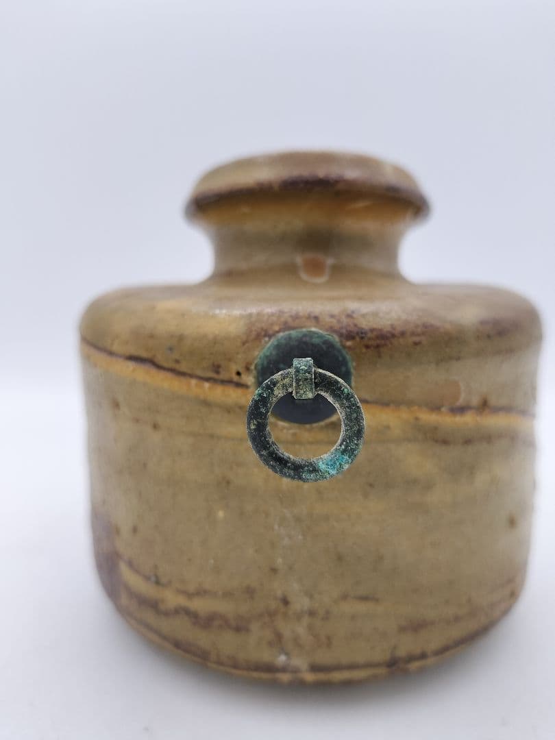 c485 【未使用】掛花入 上野焼 うずくまる 堀内宗完 箱書 木箱 茶道具