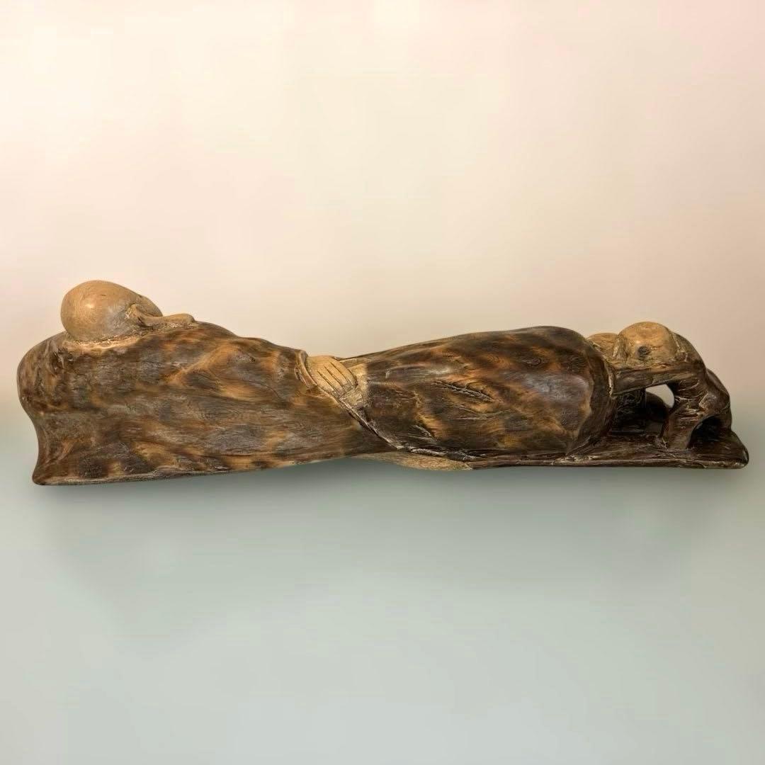 木製アートオブジェ 布袋様　彫刻 置物　縁起物 七福神