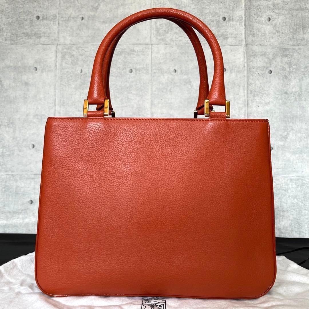 専用品MORABITO オレンジ メルクルディ レザー ゴールド金具ハンドバッグ
