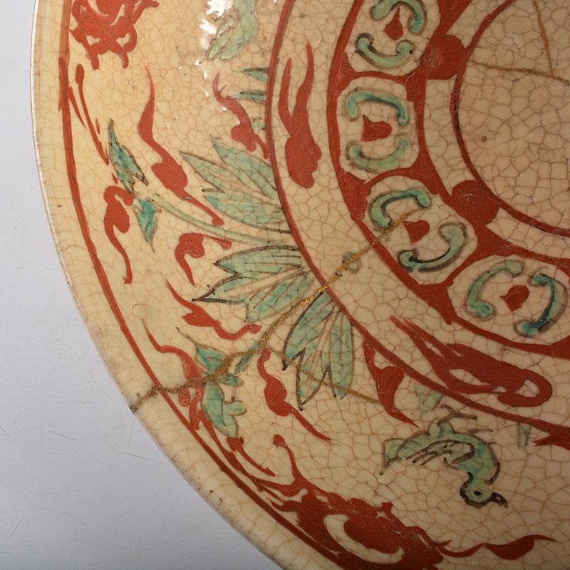 須佐焼　古須佐　赤絵花鳥文鉢　幕末ー江戸期　Ｃ　R6111F