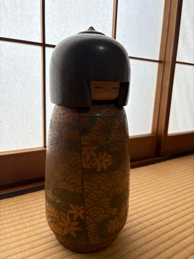 木目込人形 花模様 黒頭部