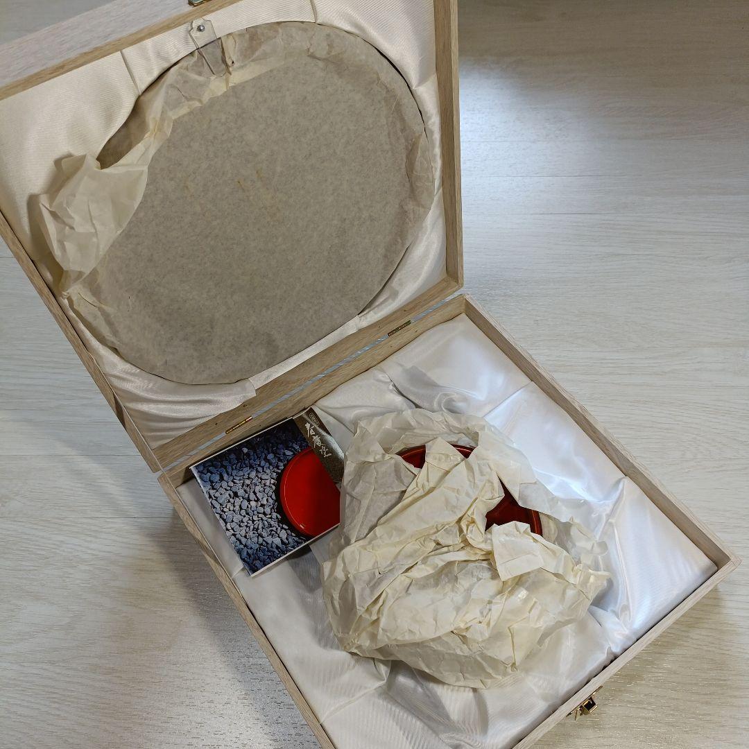 飛騨高山　春慶塗り　漆器の盆とコースターのセット　収納箱あり