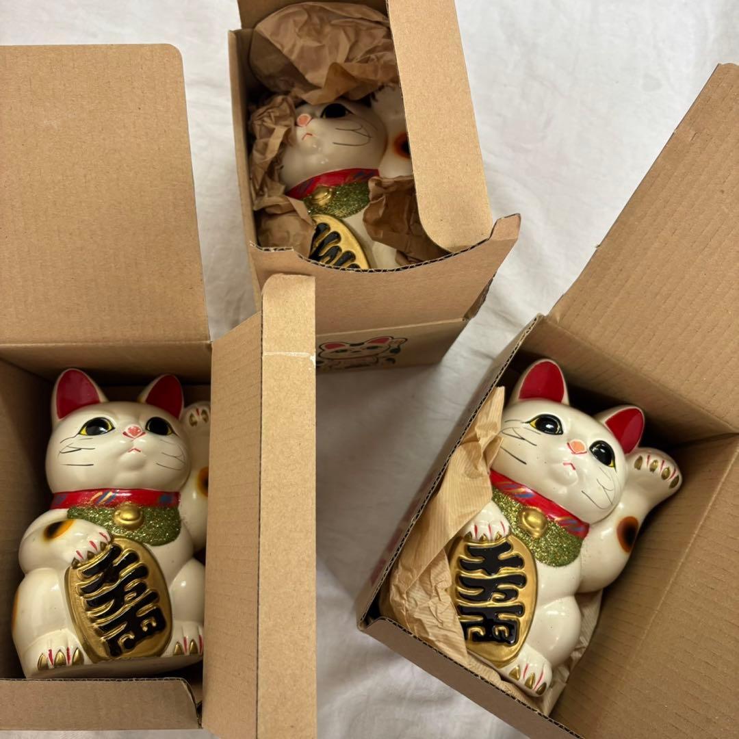 招き猫 6号3つ　まとめ売りお買い得‼︎未使用箱付き‼︎ ②
