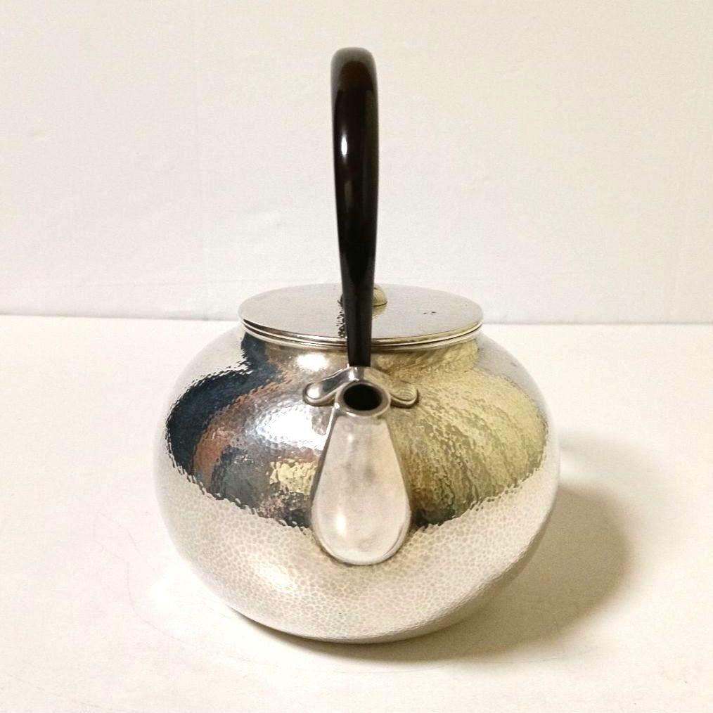 専用 名品 秦蔵六 蔵六居造 槌目 純銀瓶 鉄提手 湯沸 在銘 骨董 621g