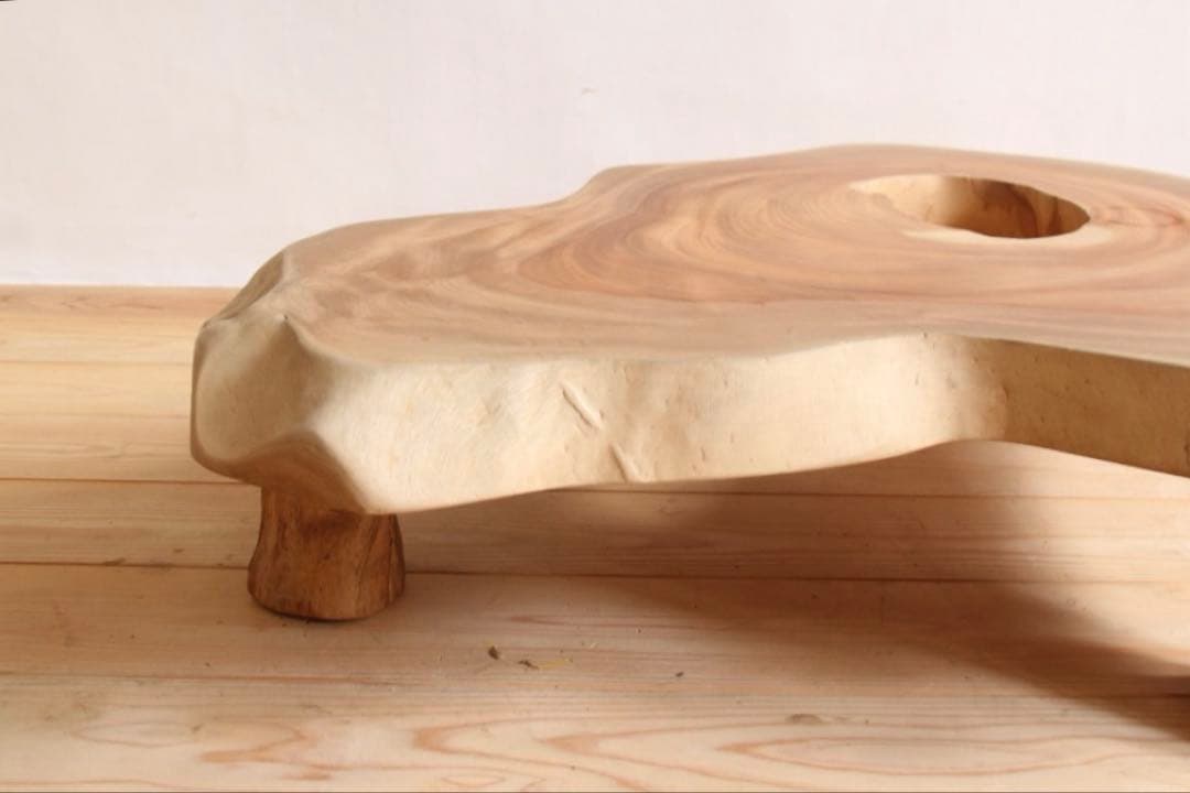 天然木　一枚板　座卓　白　飾り台