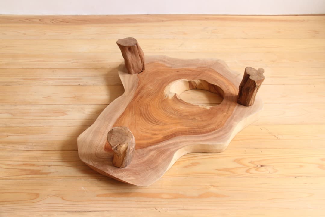 天然木　一枚板　座卓　白　飾り台