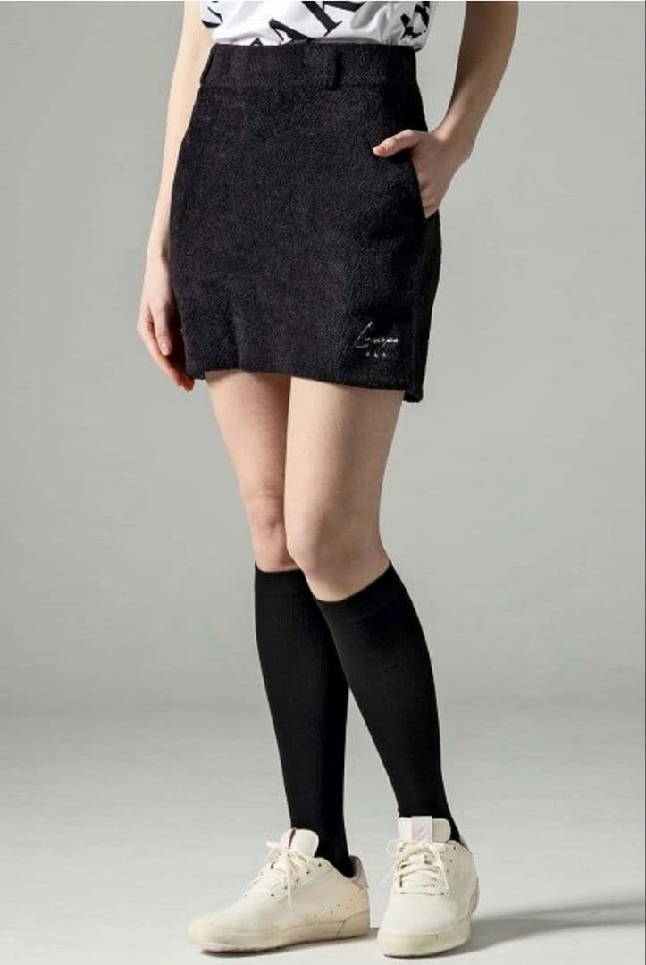 新品☆LUXEAKMPLUS☆フラッフィーニット&スカートセットアップ上下M黒