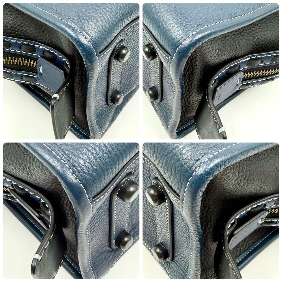 極美品 希少 コーチ ローグ 30 3way レザー ショルダーバッグ ネイビー