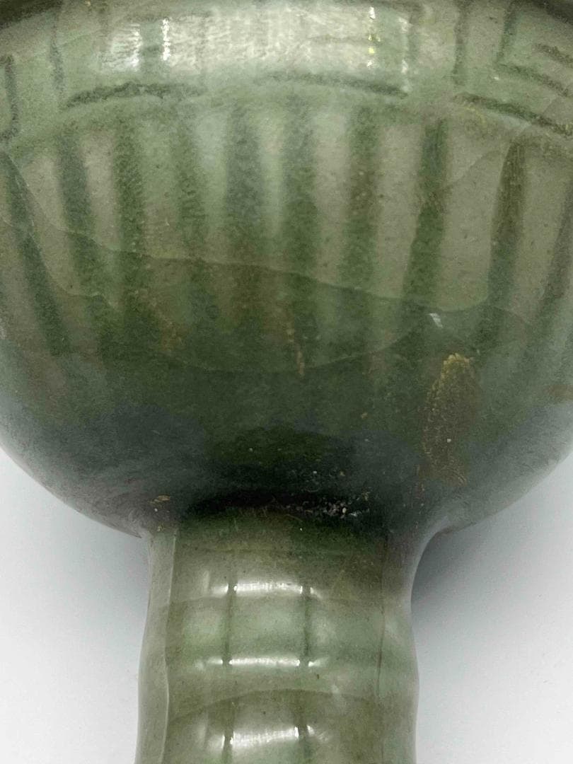 元から明時代　青磁　龍泉窯高足杯 馬上杯　青磁茶碗　唐物(F-43)