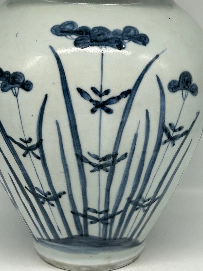 古伊万里　染付　秋草紋大壺　送料込み1114