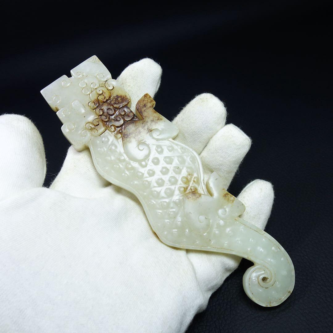 本玉 漢時代 和田玉 中国古美術 物語モチーフ図柄 時代物 お守り 極細工