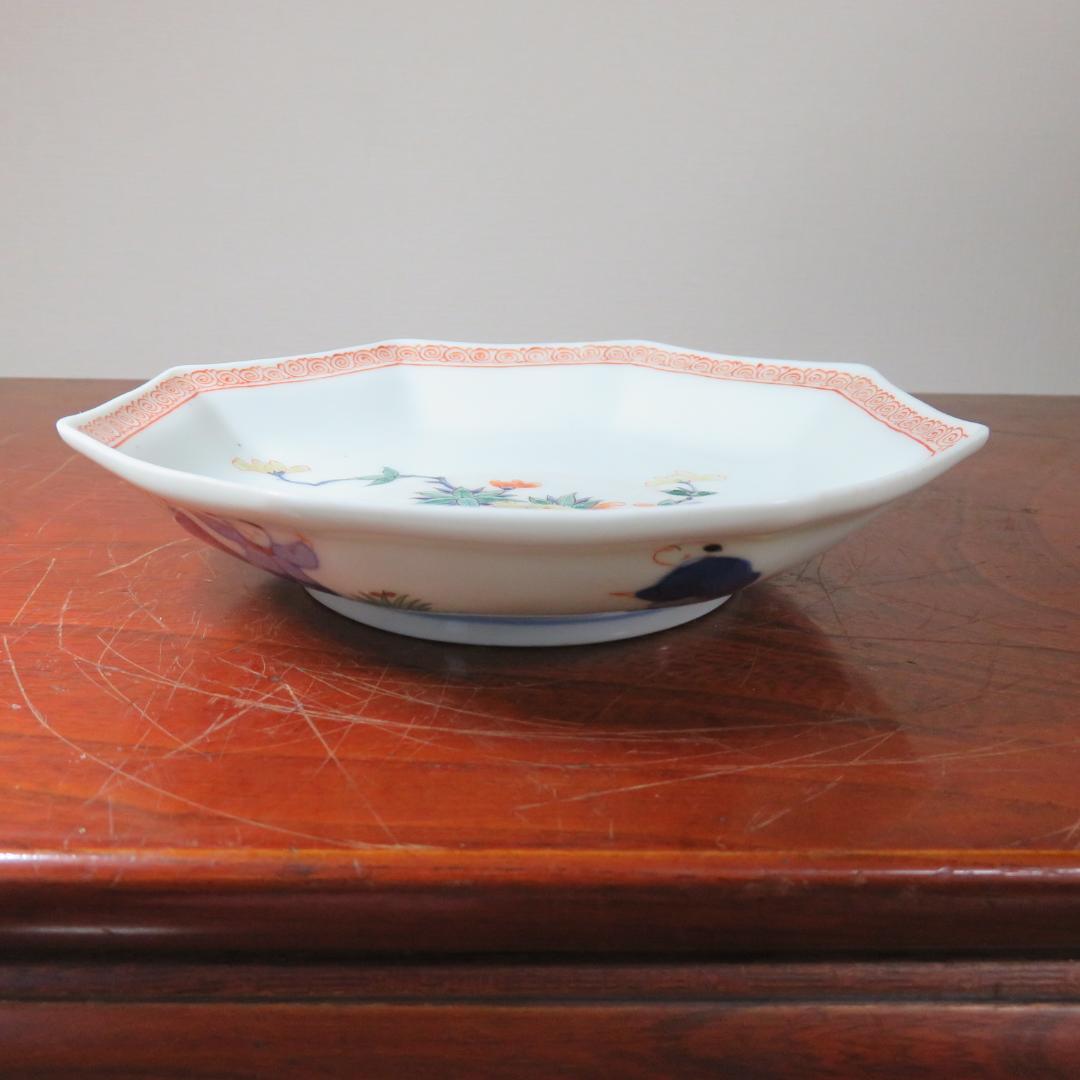 八角鉢 八角皿 九谷 花草 草花 果実 ザクロ その1