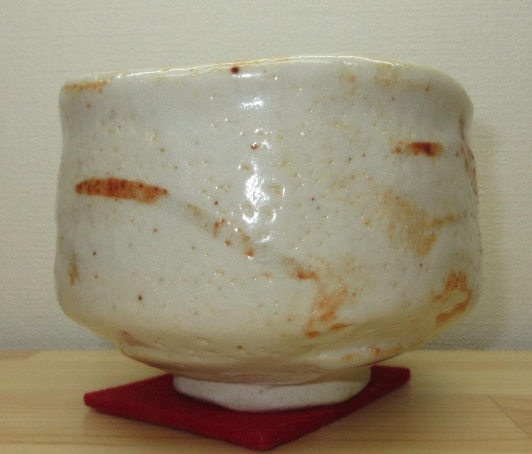 送料込【逢絢亭】茶道具 茶碗 美濃焼 志野 裏千家書付 加藤光右衛門 共箱入り