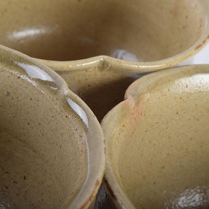 和食器　虫明焼　松本学作　足付向付　五客　共箱　V R9384H