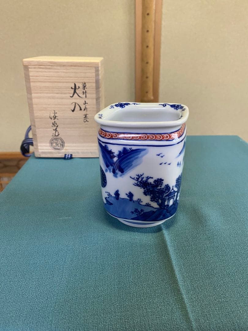 ⭐️本日限定⭐️茶道具/火入 林淡幽 『染付山水菱』五山窯