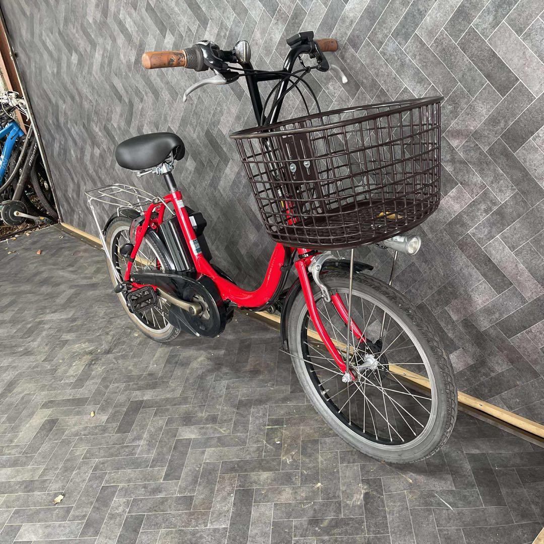 赤 シティタイプ 電動アシスト自転車 バスケット付きバッテリー12.3ah