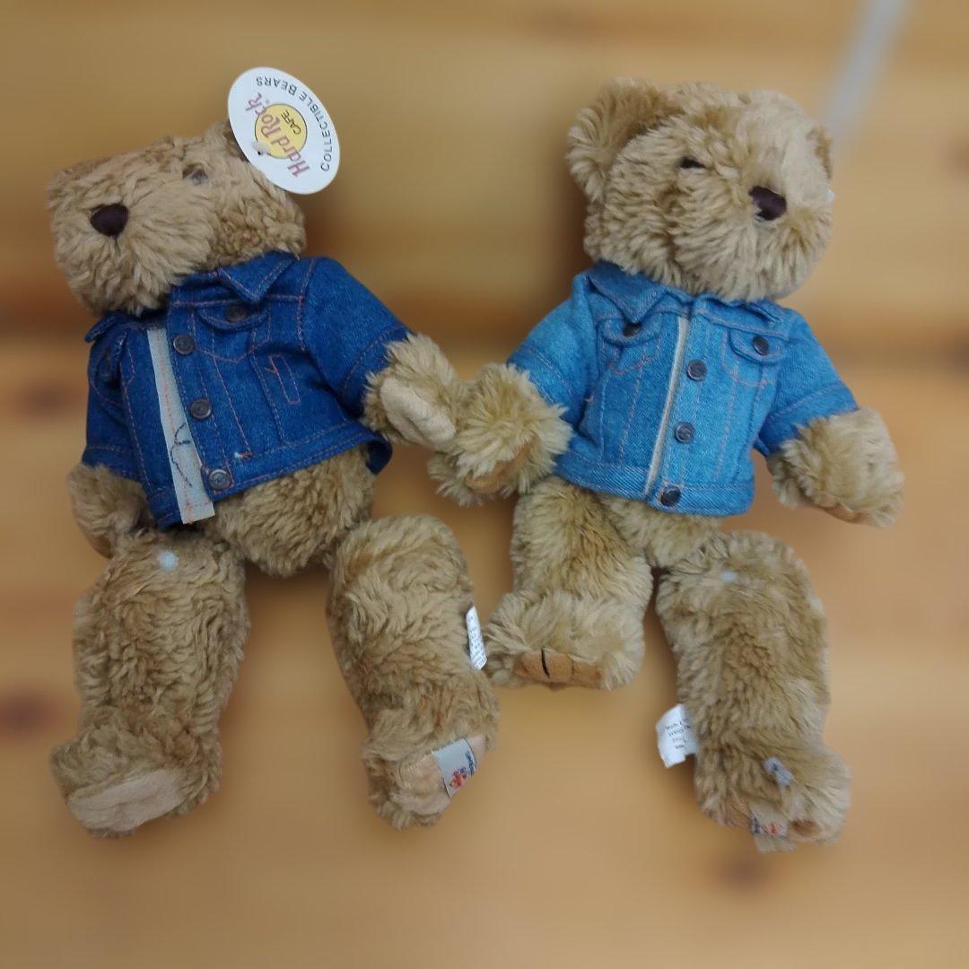 ハードロックカフェ　テディベア　ぬいぐるみ　デニムジャケット　2個セット