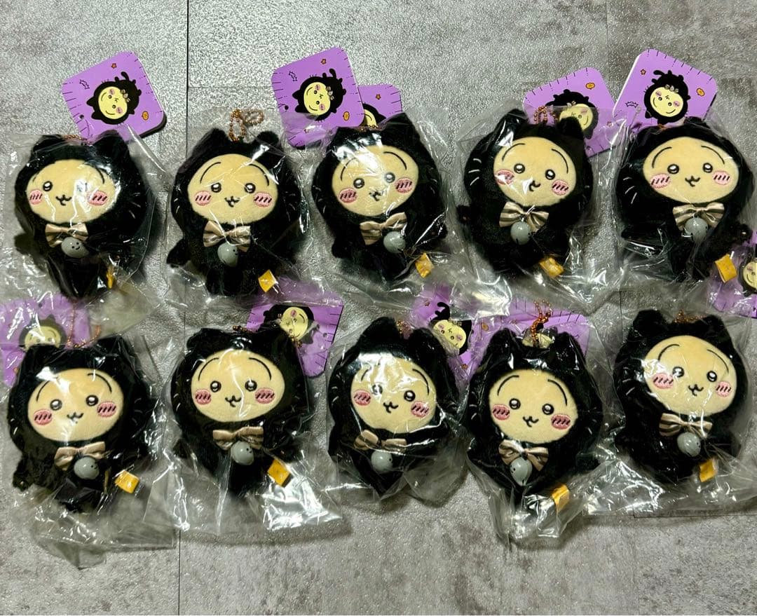 ② うさぎ 黒猫 マスコット ×10個セット ちいかわ ハロウィン