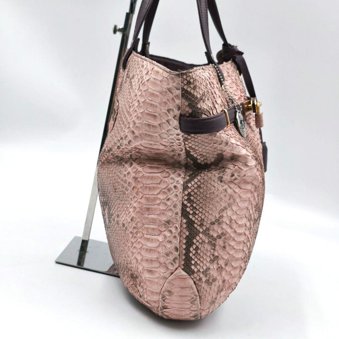 【希少 WEL公認】ダイヤモンドパイソン ハンドバッグ ピンク A4 鍵付