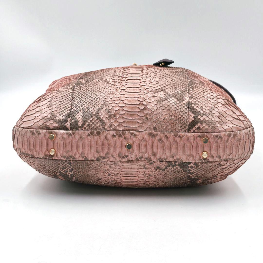 【希少 WEL公認】ダイヤモンドパイソン ハンドバッグ ピンク A4 鍵付
