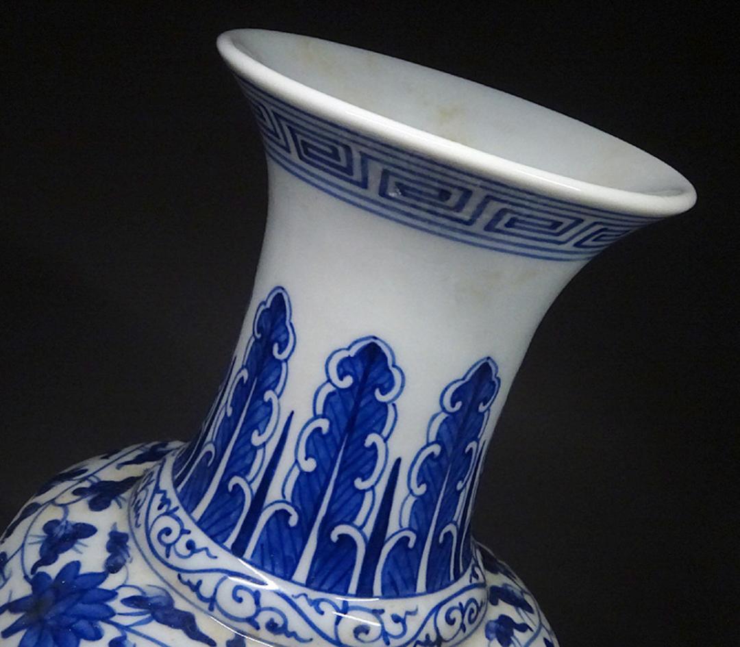 中国古玩 青花 染付 花瓶 大明宣徳年製 時代物 唐物 t99147-1