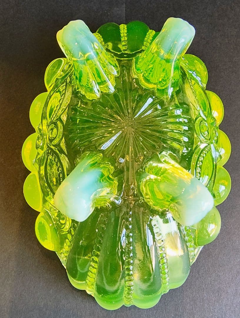 Mosser Glass Jam Dish モッサーグラス ウランガラス レトロ