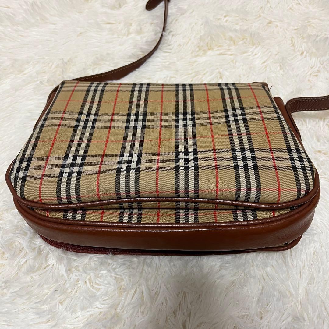 Burberry ノバチェック ブラウンレザー ショルダーバッグ