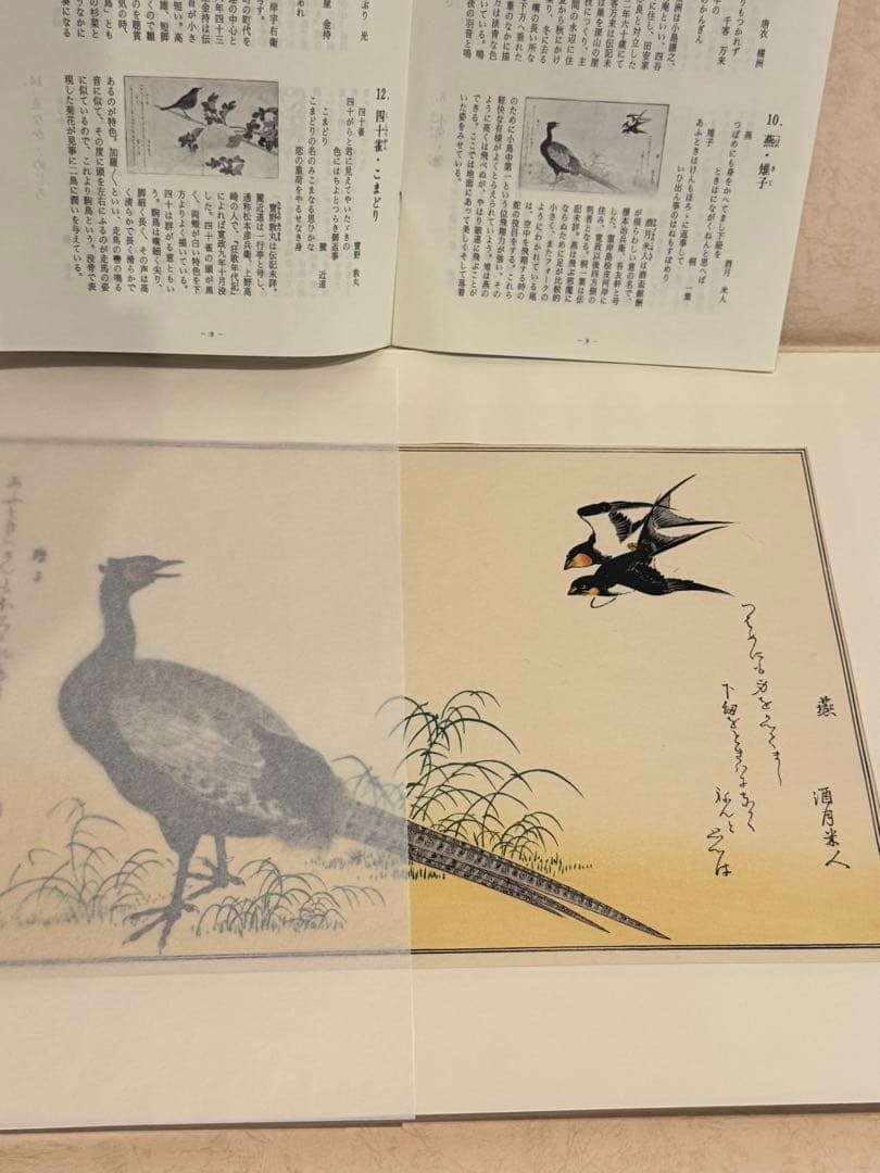 喜多川歌麿画 「絵本百千鳥」手摺木版画 計14枚 解説付