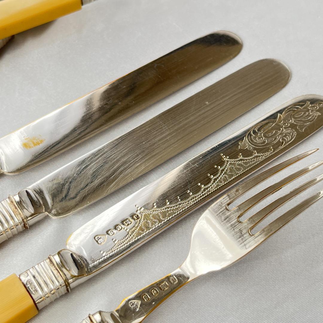 【John Batt 】【純銀継手】デザートセット 24本 木製ケース