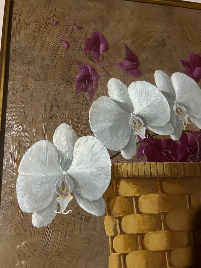 古宇田公仁　作品　油絵　籠の蘭