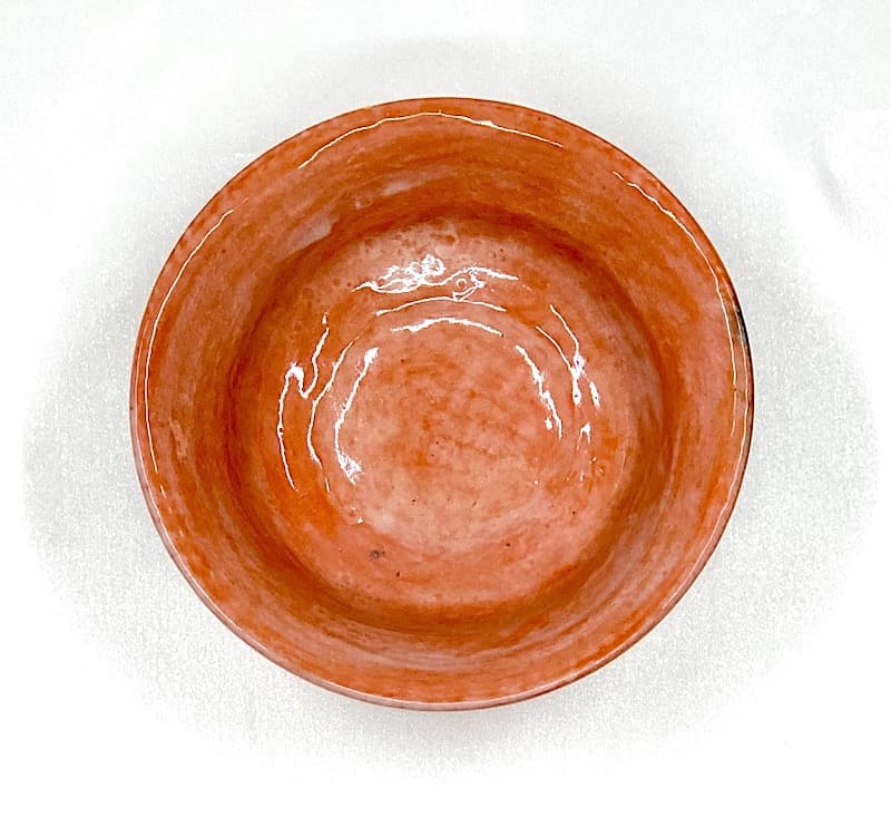 楽焼　高台寺窯　坂本仙楽 作　赤平 茶碗　共箱　無傷。