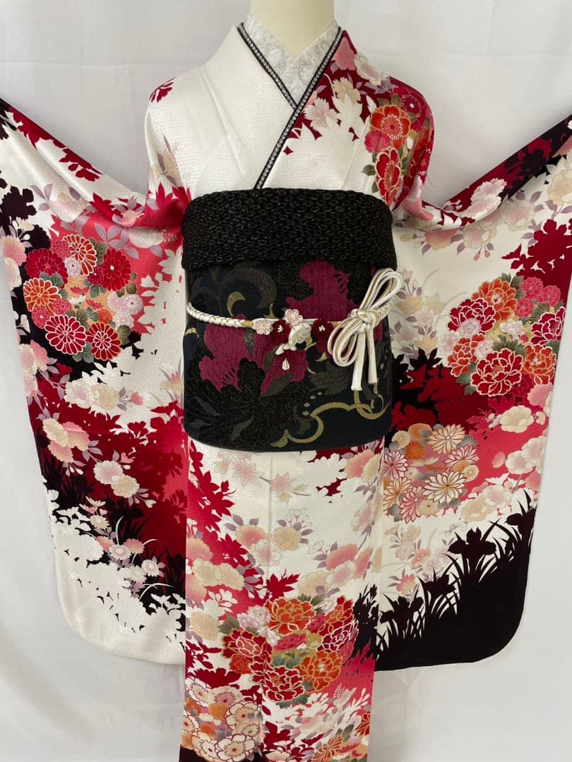 売約済み【WA-Modern】★★正絹　手描き友禅　振袖7点フルセット★★