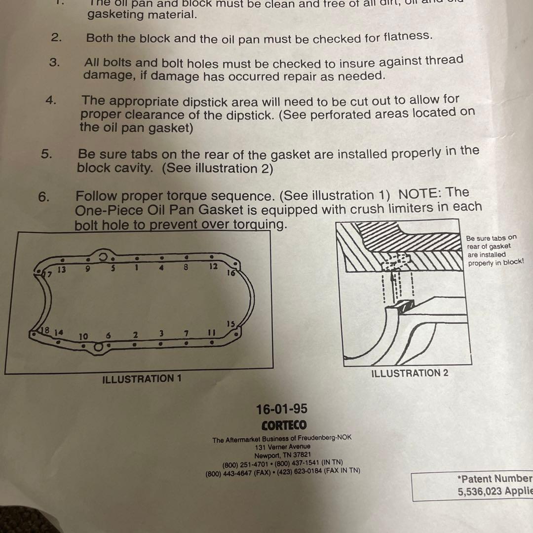 シボレー 1975-85 オイルパンガスケット