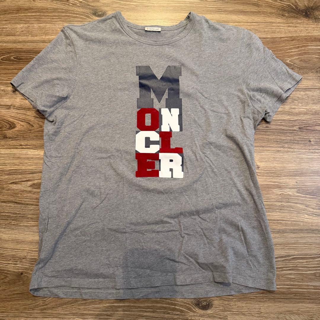 MONCLER グレー Tシャツ ロゴプリント　xxl