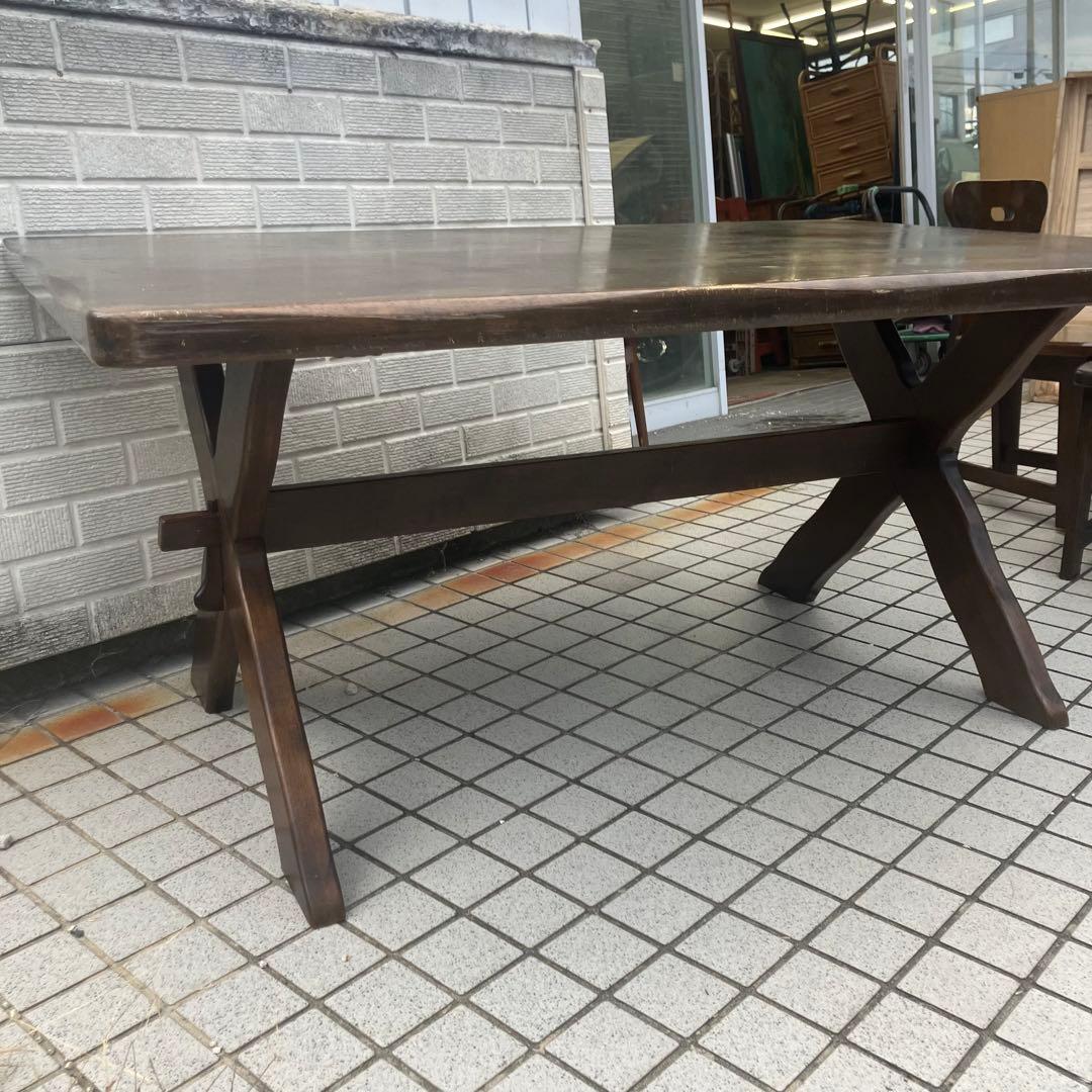 北欧レトロ カリモク ルスティック 大型 木製ダイニングテーブル ビンテージ