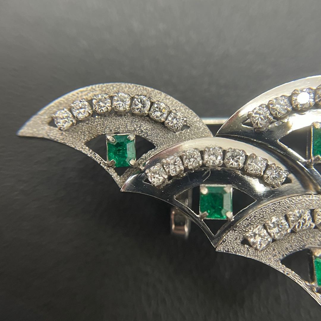 Pm900 エメラルドとダイヤモンドのブローチ2WAY